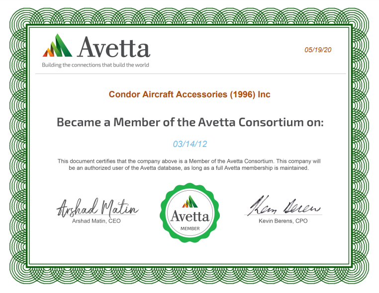 Member of the Avetta Consortium Certificate Image